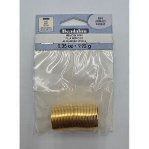 Beadalon Flat Memory Wire Ring Size Gold Color 0.35oz 9.92g NEW